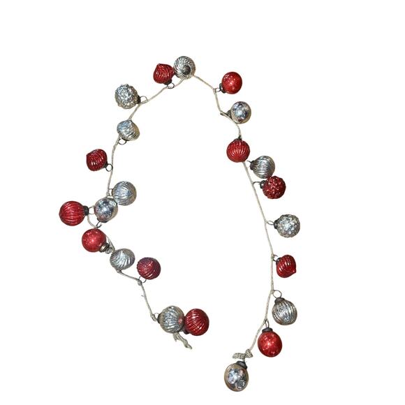 Red & Silver Embossed Mercury Glass Ornamental Garland, Red & Sliver - Picture 2 of 6